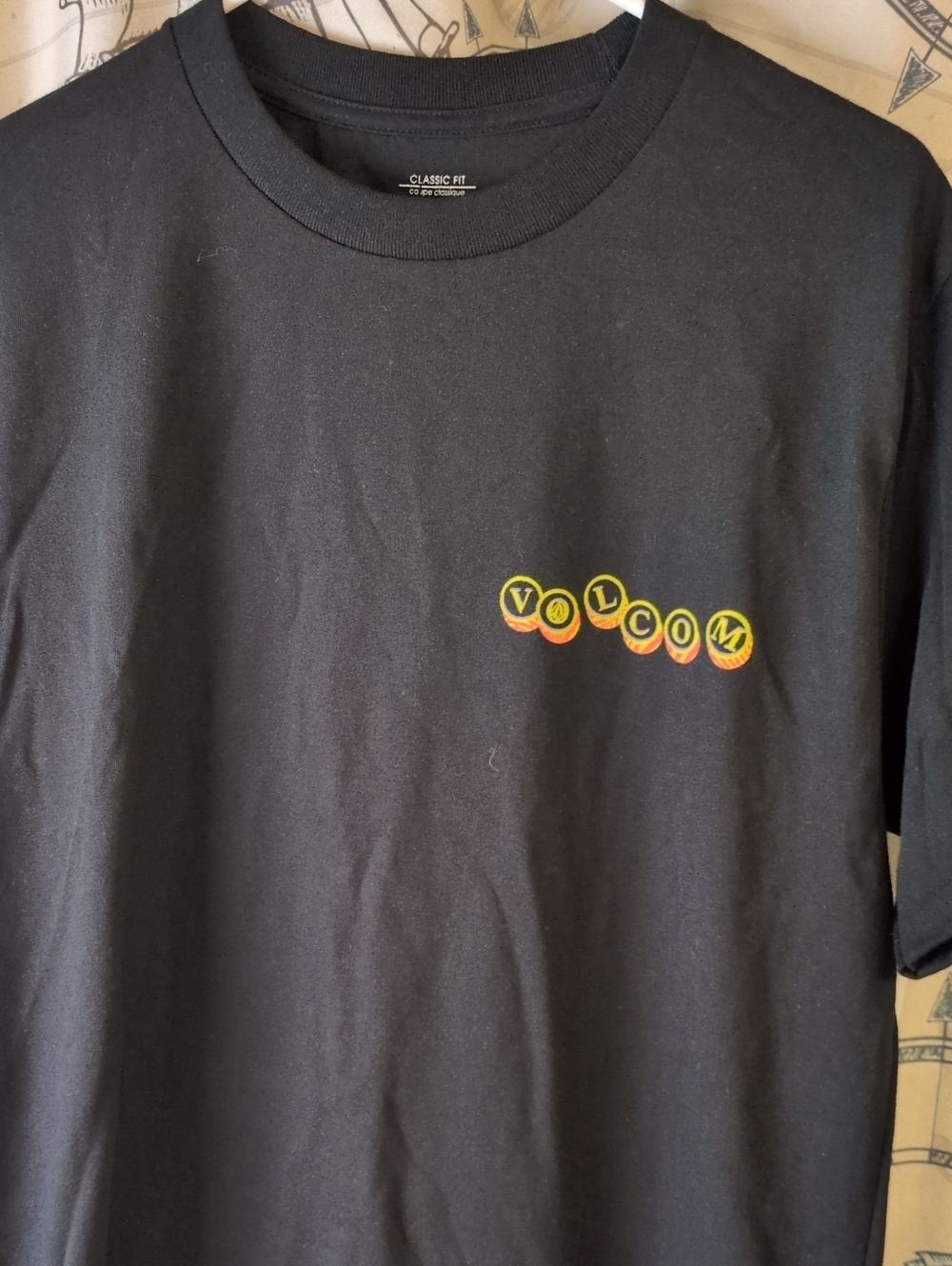 Volcom Black Short-Sleeve Tee with Neon Logo Dots